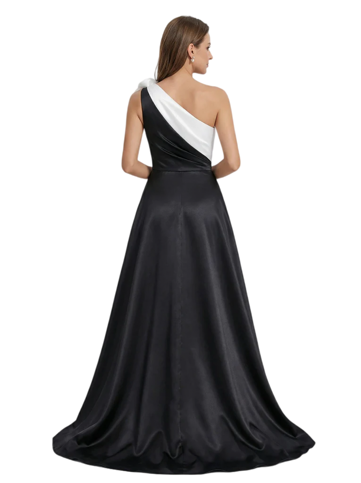 Elegant Contrast Evening Gown Styles with Satin Over-skirt Ruched Detail