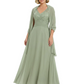 Luxury Formal Mother of Bride Dress Sparkling Sequin Top & Flowy Chiffon Skirt with Shawl