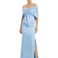 Formal Floor-Length Mother of the Bride Gown Satin Maxi Dress with Bow Neckline
