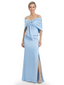 Formal Floor-Length Mother of the Bride Gown Satin Maxi Dress with Bow Neckline