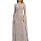 Elegant Mother of the Groom Gown Floral Lace Embroidered Formal Dress with Cape