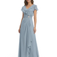 Elegant Mother of the Groom Dress Cascading Ruffle Chiffon Formal Gown Rhinestone