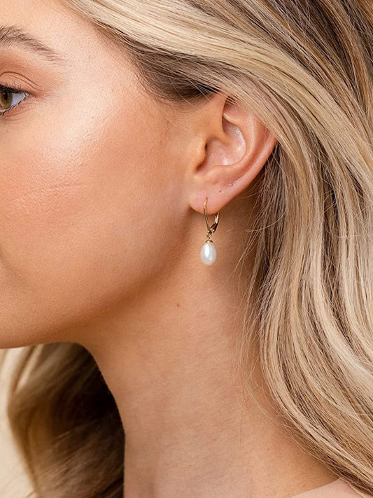Handpicked AAA+ Quality Freshwater Cultured Pearl Earrings Leverback Dangle Stud Pearl Earrings