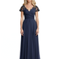Mother of the Bride Dress Cap Sleeves and V-Neckline with Embroidered Lace Shoulders