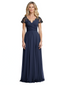 Mother of the Bride Dress Cap Sleeves and V-Neckline with Embroidered Lace Shoulders