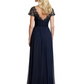 Mother of the Bride Dress Cap Sleeves and V-Neckline with Embroidered Lace Shoulders