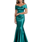Luxury Emerald Formal Dress Off-the-Shoulder Satin Gown Trumpet Silhouette