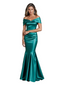 Luxury Emerald Formal Dress Off-the-Shoulder Satin Gown Trumpet Silhouette