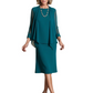 3 PCS Knee-Length Mother of Bride Dresses Prom Dress Evening Dress with Sheer Sleeves and Jacket