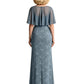 Elegant Mother of the Groom Gown Floral Embroidered Lace Formal Dress with Flutter Sleeves
