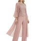 Elegant Pink 3-Piece Pant Set Trending 2026 Styles with Lace Wide-Leg Pants
