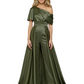 One Shoulder Mother of Bride jumpsuits Formal Gowns Floor Length Detachable Train