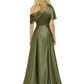 One Shoulder Mother of Bride jumpsuits Formal Gowns Floor Length Detachable Train