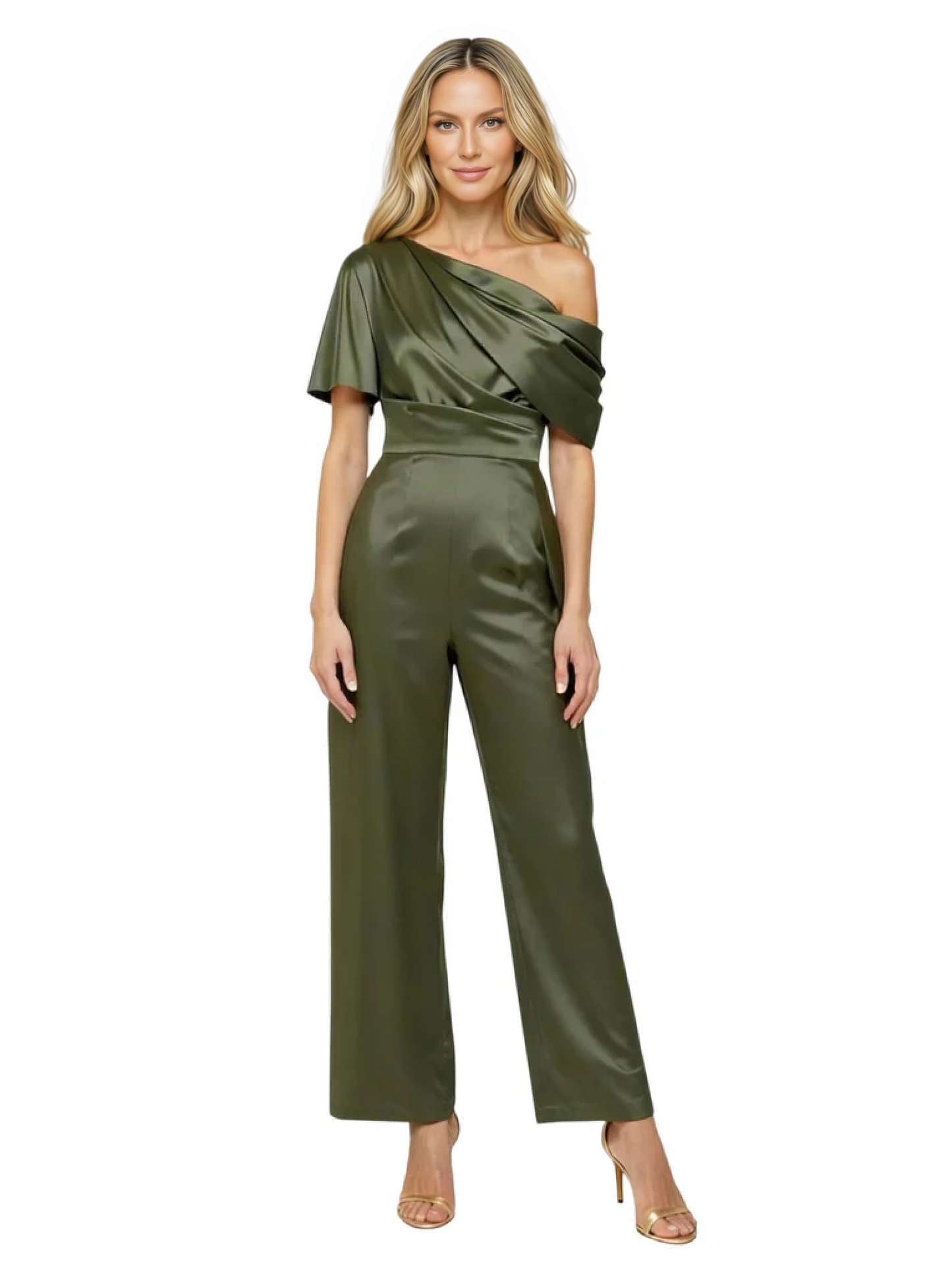 One Shoulder Mother of Bride jumpsuits Formal Gowns Floor Length Detachable Train