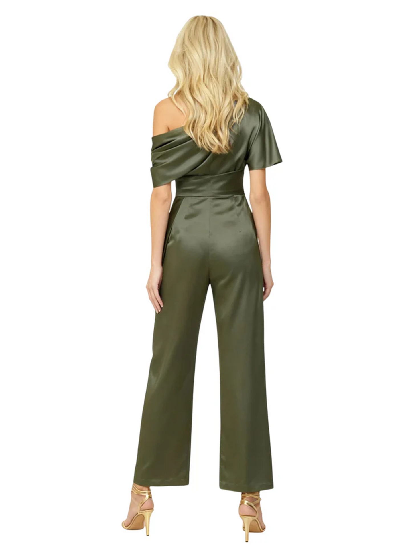 One Shoulder Mother of Bride jumpsuits Formal Gowns Floor Length Detachable Train