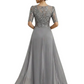 V-Neck Chiffon Mother of the Brides Jumpsuits Dresses Floor Length A-Line Lace