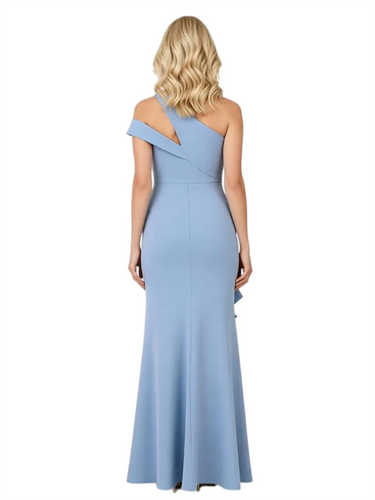 Modern Mother of Bride Dresses 2026 Asymmetric Neckline Ruffle Slit Gown