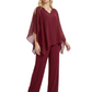 V-Neck Chiffon Mother of the Brides Dresses Plus Size Jacket Suits Wedding