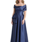 Formal Floor-Length Mother of the Bride Gown Sleeveless Satin Maxi Dress with Drape