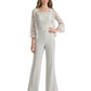 Mother of the Bride Jumpsuit with Lace Jacket 3/4 Sleeve Formal Pant Suit