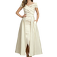 Formal Floor-Length Mother of the Bride Gown Satin Maxi Dress with Slit Off Shoulder