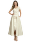 Formal Floor-Length Mother of the Bride Gown Satin Maxi Dress with Slit Off Shoulder