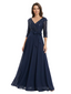 Chiffon Mother of the Bride Dress with Sequin V-Neck and Elegant Bow Sash