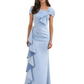 Elegant Mother of Bride Dress Formal Gowns Mermaid Ruffle Floor Length Asymmetric Neckline