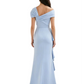 Elegant Mother of Bride Dress Formal Gowns Mermaid Ruffle Floor Length Asymmetric Neckline