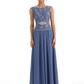 Mother of the Bride Dress Floor-Length Chiffon Gown with Embroidered Lace Bodice
