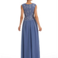 Mother of the Bride Dress Floor-Length Chiffon Gown with Embroidered Lace Bodice