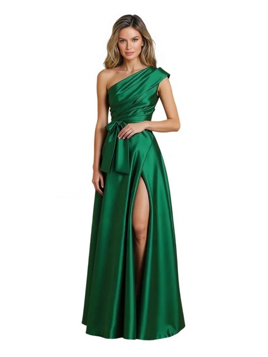 Wedding Mother of the Bride Dress One Shoulder and High Slit Formal Dresses