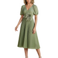 Wedding Formal Dress V-Neck Pleated Chiffon Gown with 3D Flower Accent Knee Length