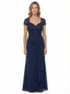 Long A-line Chiffon Short Sleeves Mother of the Brides Dresses Lace Wedding