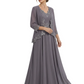 Plus Size A-line Chiffon 3/4 Sleeves Mother of the Brides Dresses Long Jacket Dress