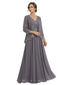 Plus Size A-line Chiffon 3/4 Sleeves Mother of the Brides Dresses Long Jacket Dress