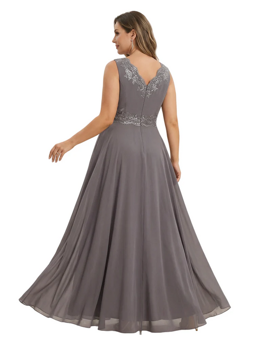 Plus Size A-line Chiffon 3/4 Sleeves Mother of the Brides Dresses Long Jacket Dress