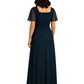 Formal High-Low Mother of the Bride Gown Sleeved Chiffon Maxi Dress Ruched Waist
