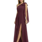 One-Shoulder Mother of the Bride Dress Chiffon Gown with Long Sash Detail