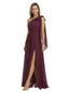 One-Shoulder Mother of the Bride Dress Chiffon Gown with Long Sash Detail