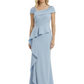 A-Line Satin Cap Sleeves Mother of the Brides Dresses Floor Length For Wedding