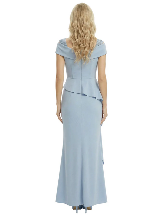 A-Line Satin Cap Sleeves Mother of the Brides Dresses Floor Length For Wedding