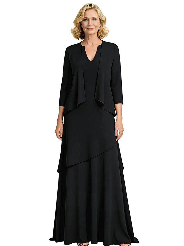 Chiffon Wedding Mother of The Bride Dresses Wedding Outfits for Moms V-neck Wedding Party Attire