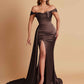 Sexy Soft Satin Sweetheart Off-the-shoulder Strapless Side-Slit Mermaid Bridesmaid Dresses