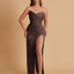 Sexy Soft Satin Mermaid V-neck Side Slit Floor-Length Bridesmaid Dresses Online