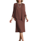 3 PCS Knee-Length Mother of Bride Dresses Prom Dress Evening Dress with Sheer Sleeves and Jacket