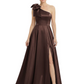 Luxury Bow Black Formal Dress One-Shoulder A-Line Gowns with Sexy Side Slit 2026