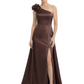 One Shoulder Mother of the Bride Dress with 3D Floral Detail Formal Dress A-Line Gowns with Slit