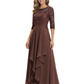 3/4 Sleeve Mother of the Bride Dress with Lace Embroidery High-Low Hem 2026