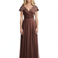 Mother of the Bride Dress Cap Sleeves and V-Neckline with Embroidered Lace Shoulders